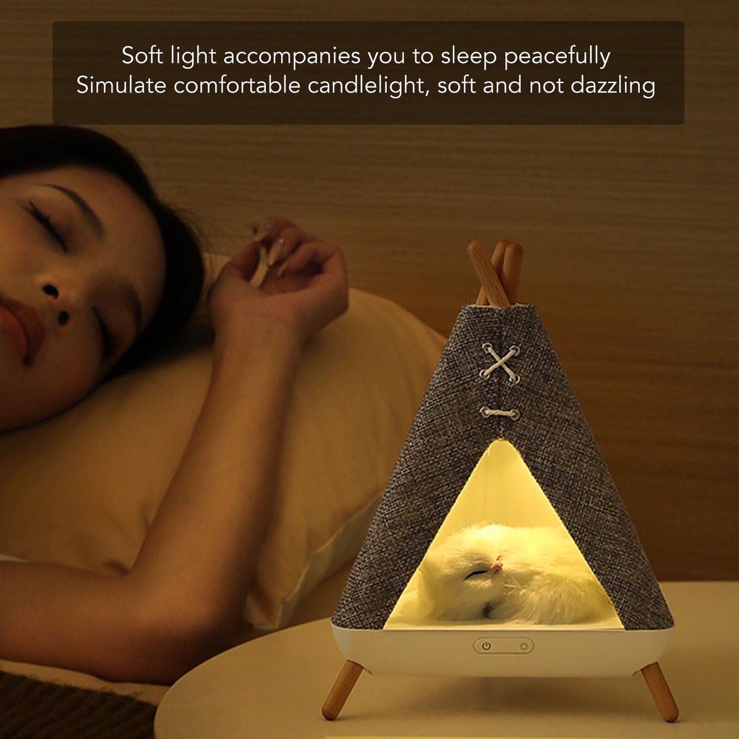 Cute Cat House in Tent Shape Lamp Night Light with Wireless Bluetooth Speaker for Bedroom, Home, office, Party, Room décor, Valentine, Birthday Gifts etc.