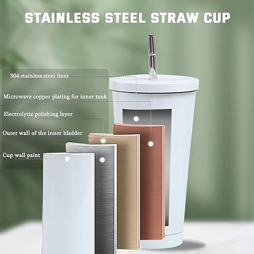 Stainless Steel Straw Tumbler β 470ml / 520ml | Insulated & Sleek Design π₯€β¨