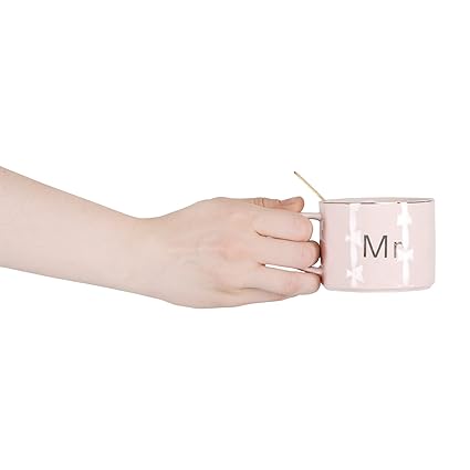Mr and Mrs Ceramic mug || Couple Coffee Cup and Tea Mugs with Heart Shape Saucer || Microwave Safe, Dishwasher Safe| Valentine Day Gift Pink Mug.