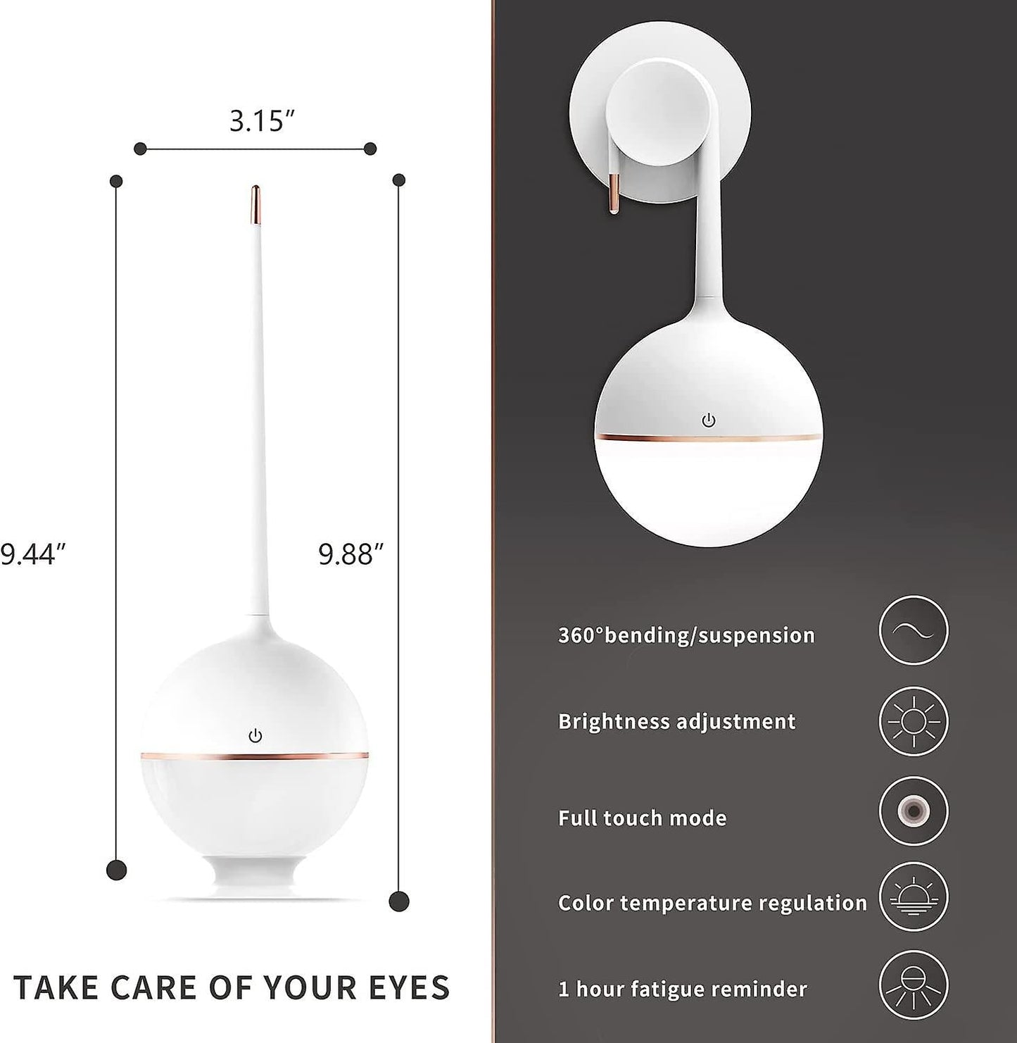 Poke Ball Desk Table Lamp, Portable LED Light ,Bendable, Touch Table Lamp, Adjustable Intensity Light Eye-Care Lights for Reading ,Relax Sleep Living Room & Bedroom.