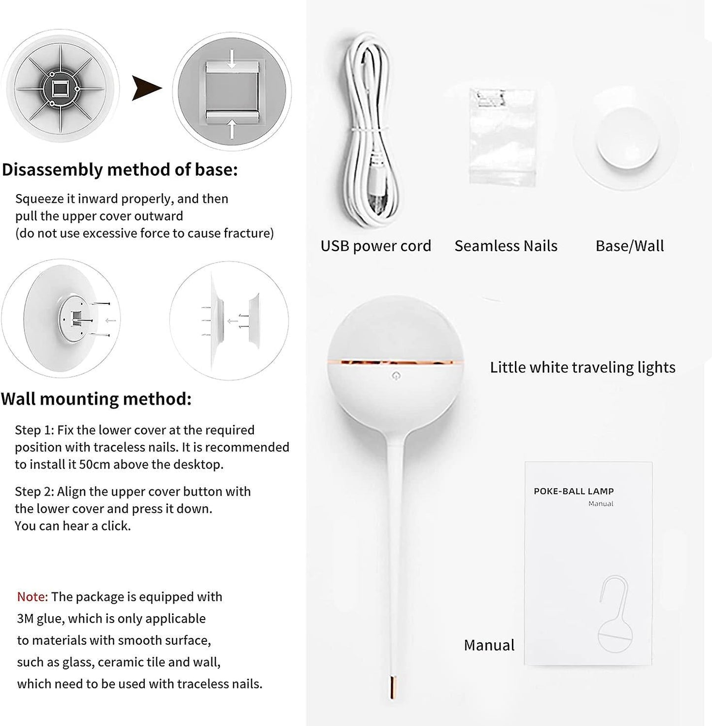 Poke Ball Desk Table Lamp, Portable LED Light ,Bendable, Touch Table Lamp, Adjustable Intensity Light Eye-Care Lights for Reading ,Relax Sleep Living Room & Bedroom.