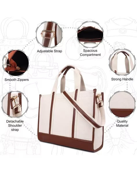 Casual Luxe: Two-Compartment Canvas Handbag