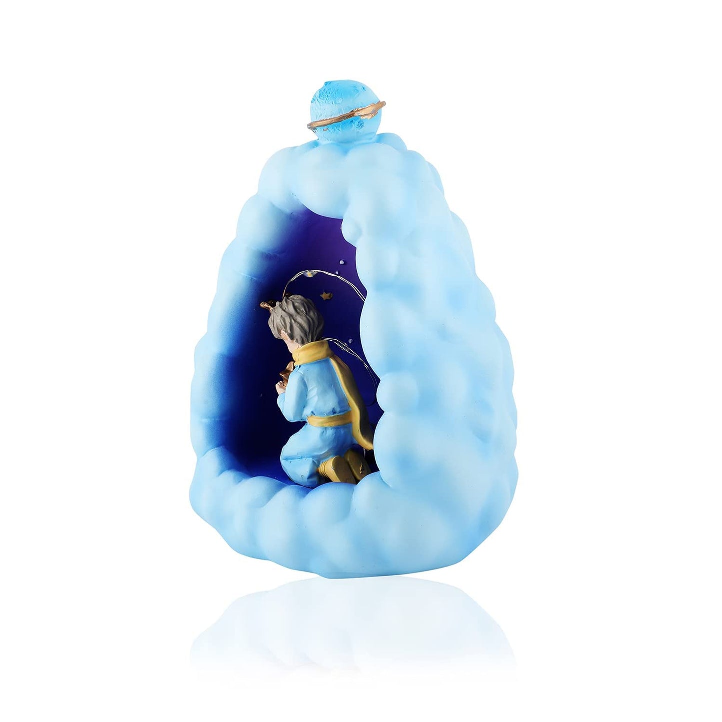 Stellar LED Night Lamp Resin Night Light Boy Statue for Kids Battery Powered Night Light Cute Bedside Lamp Resin Night Light Rechargeable Table Lamp for Kids Bedroom, Home decor, Office, Showcase (Blue)