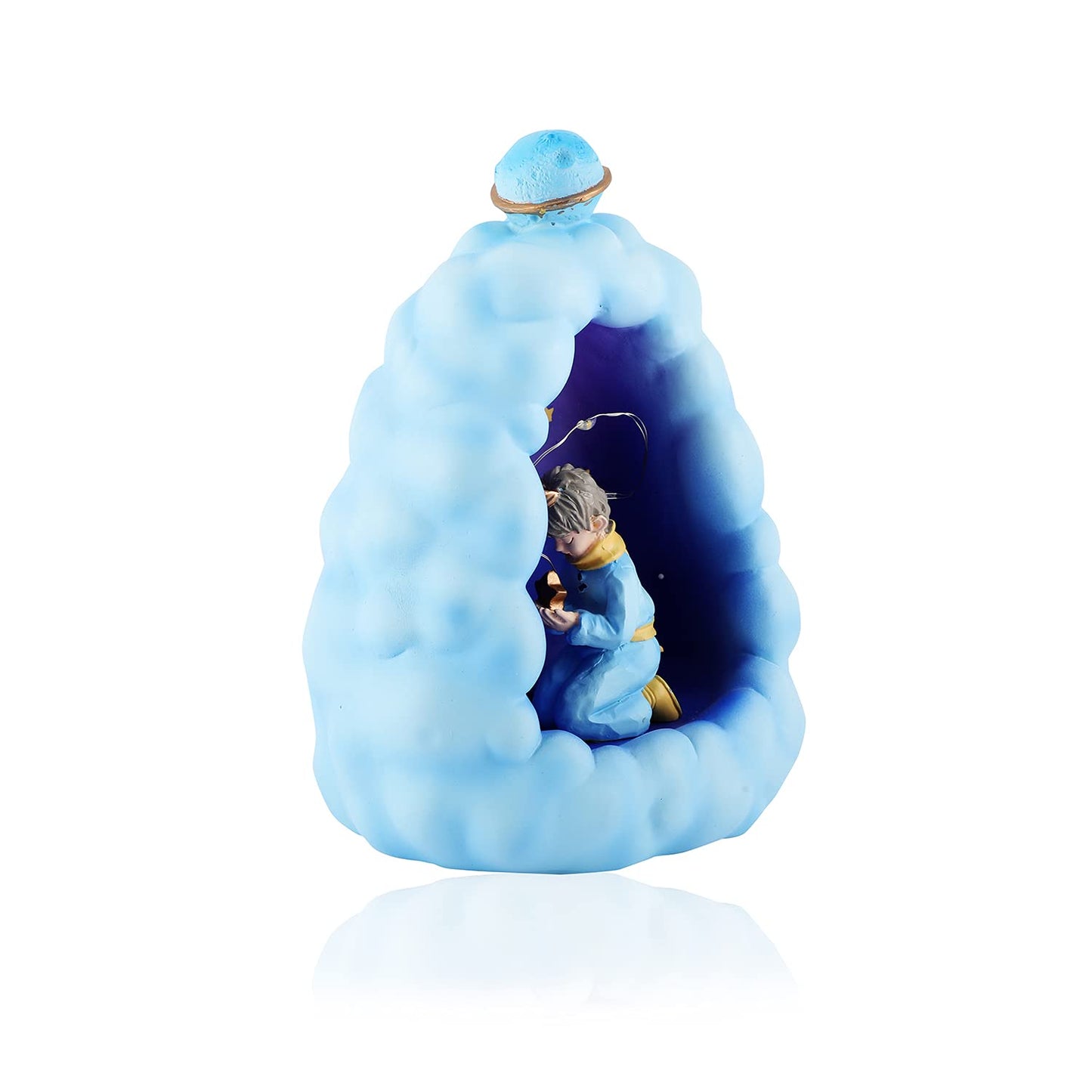Stellar LED Night Lamp Resin Night Light Boy Statue for Kids Battery Powered Night Light Cute Bedside Lamp Resin Night Light Rechargeable Table Lamp for Kids Bedroom, Home decor, Office, Showcase (Blue)