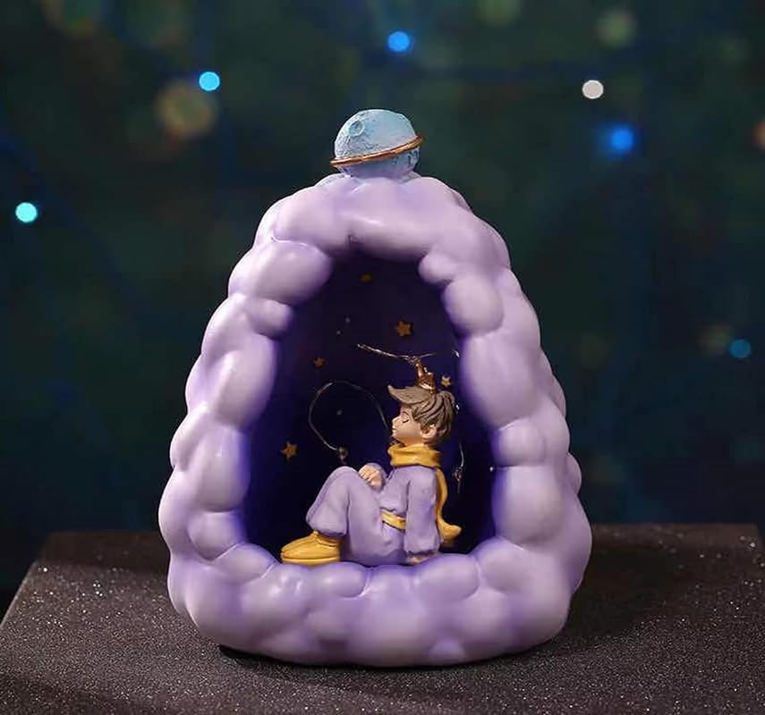 Stellar LED Night Lamp Resin Night Light Boy Statue for Kids Battery Powered Night Light Cute Bedside Lamp Resin Night Light Rechargeable Table Lamp for Kids Bedroom, Home decor, Office, Showcase (Purple)