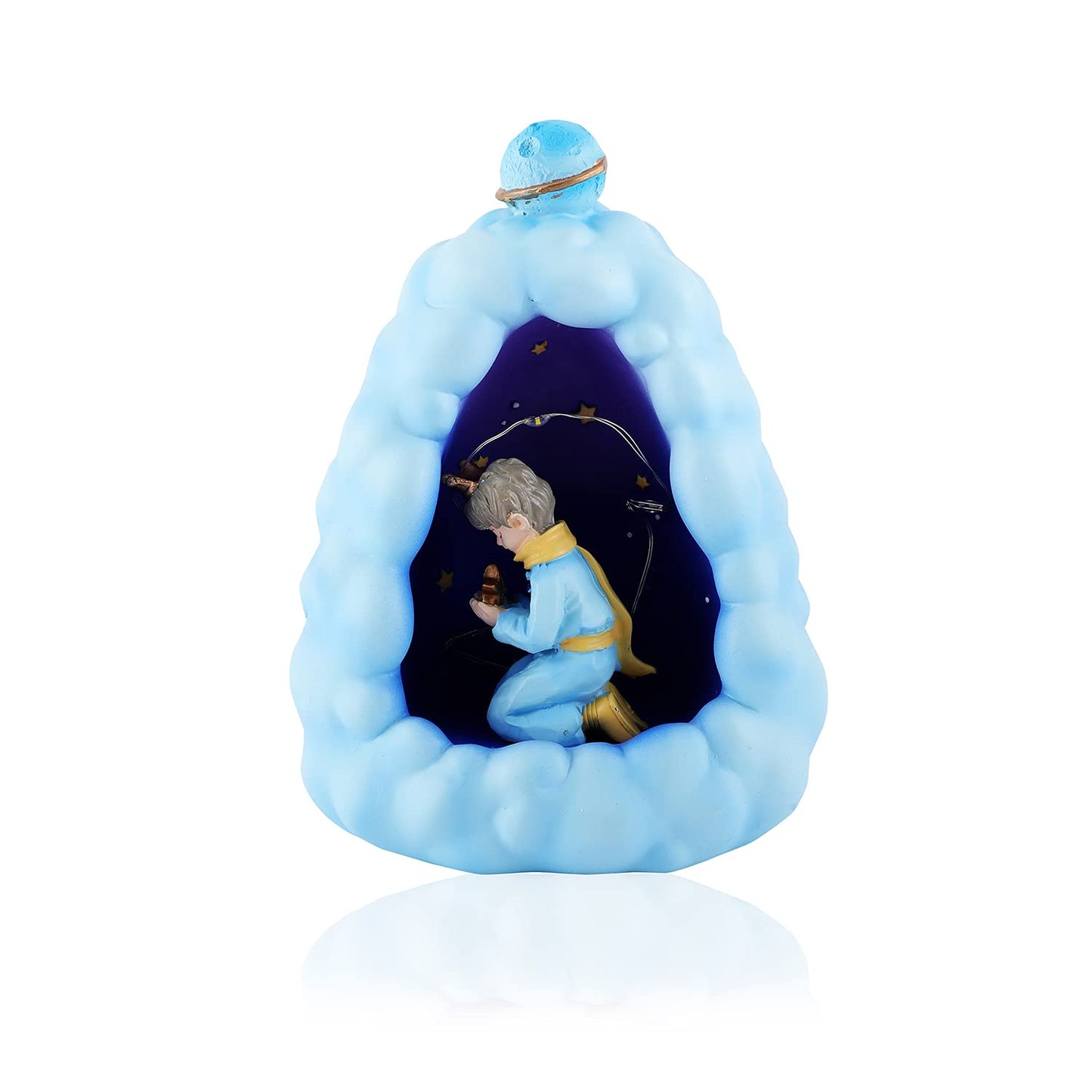 Stellar LED Night Lamp Resin Night Light Boy Statue for Kids Battery Powered Night Light Cute Bedside Lamp Resin Night Light Rechargeable Table Lamp for Kids Bedroom, Home decor, Office, Showcase (Blue)