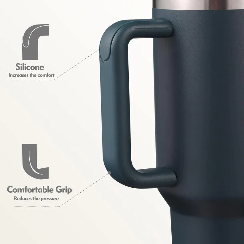 Stainless Steel Tumbler with Straw – Matte Finish & Insulated 1.2L