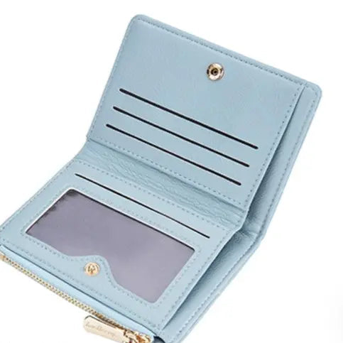 Small Classic Bi-Fold Women’s Wallet – Slim Purse with 4 Card Slots, Coin Zipper Pocket, Long Bill