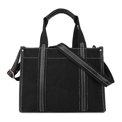 Casual Luxe: Two-Compartment Canvas Handbag