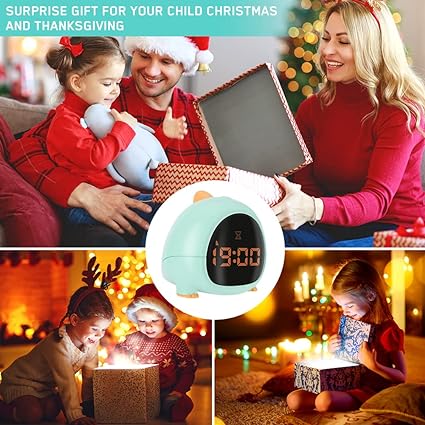 Cute Dinosaur Alarm Clock with USB Charging Port, 2 Alarms Loud LED Display, Snooze Function, Desk Clock Adjustable Ringtone Timed Reminder Dual Alarms, Snooze, Digital Display, Nap Timer, 8 Levels Adjustable Volume for Kids