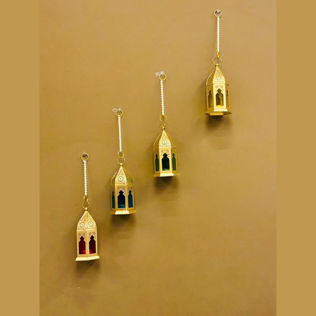 Moroccan-Style Hanging Lanterns Set of 4