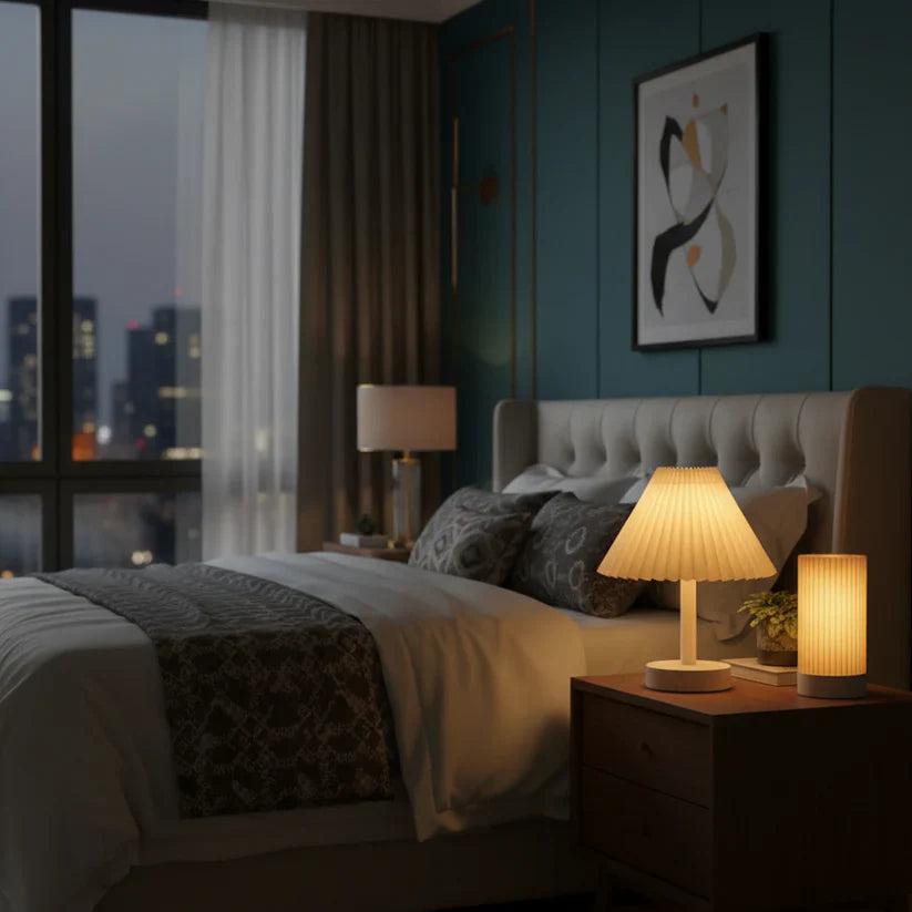 Pleated LED Table Lamp | 3 Light Modes