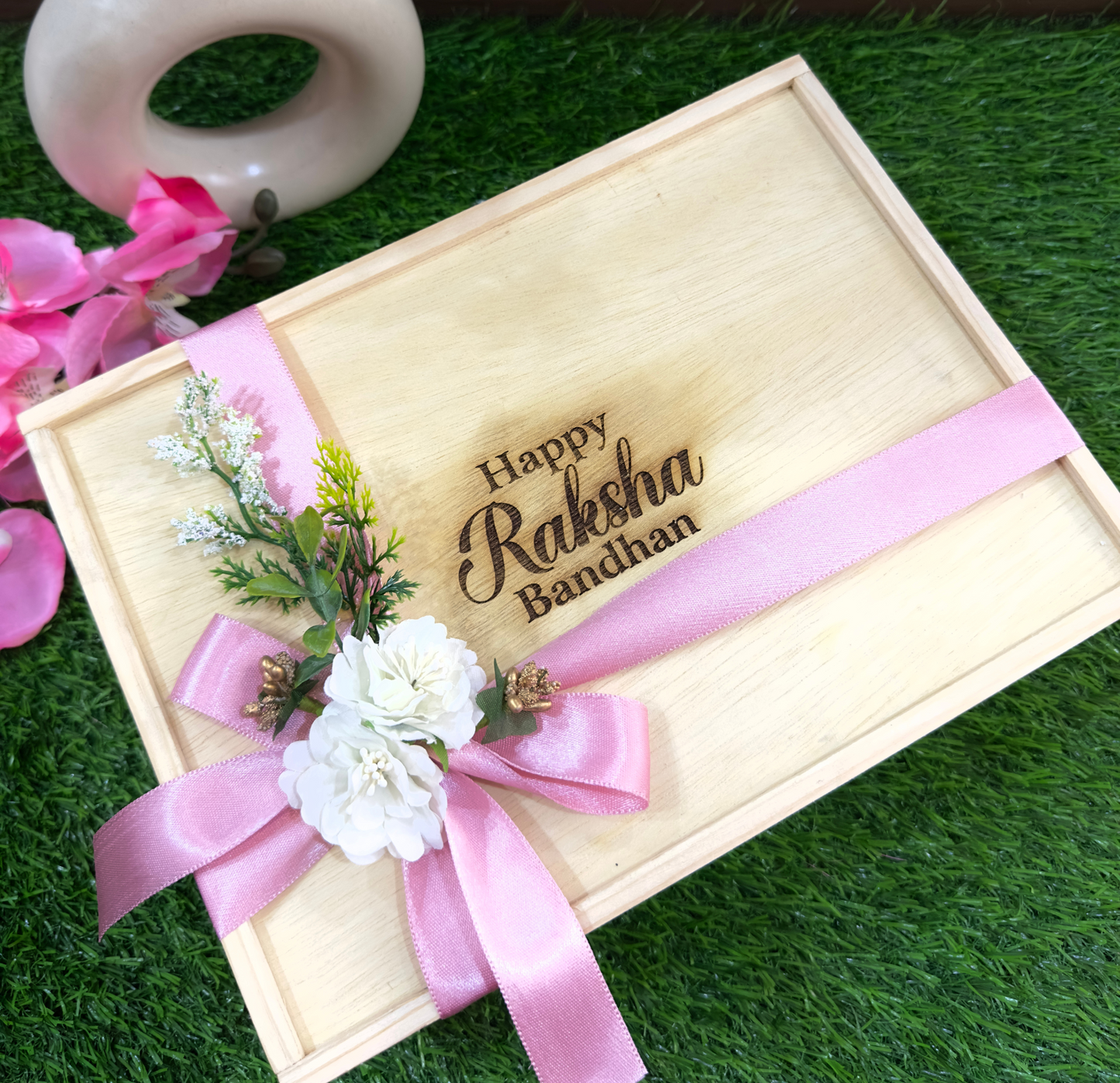 Rustic Rakhi Elegance Hamper – Premium Dry Fruits & Divine Decor