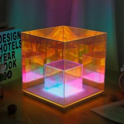 3D Art Cube Acrylic lamp, Decorative Table Lamp, 3 Colour Changing Stepless Dimming Touch Lamp