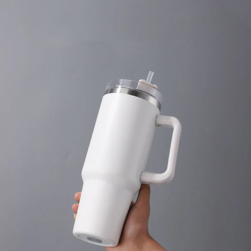 Stainless Steel Tumbler with Straw – Matte Finish & Insulated 1.2L