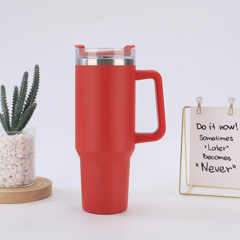 Stainless Steel Tumbler with Straw – Matte Finish & Insulated 1.2L