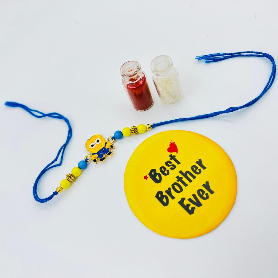 Minion Rakhi with “Best Brother Ever” Badge & Roli Chawal Set