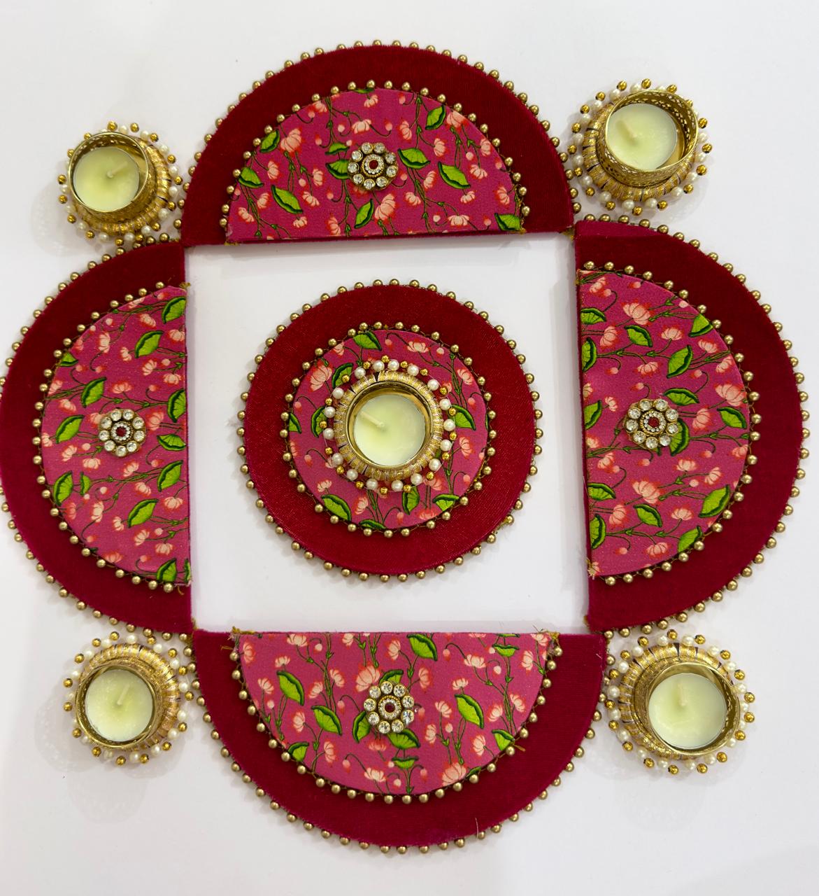 Luxury Lotus Motif Tealight Rangoli Set