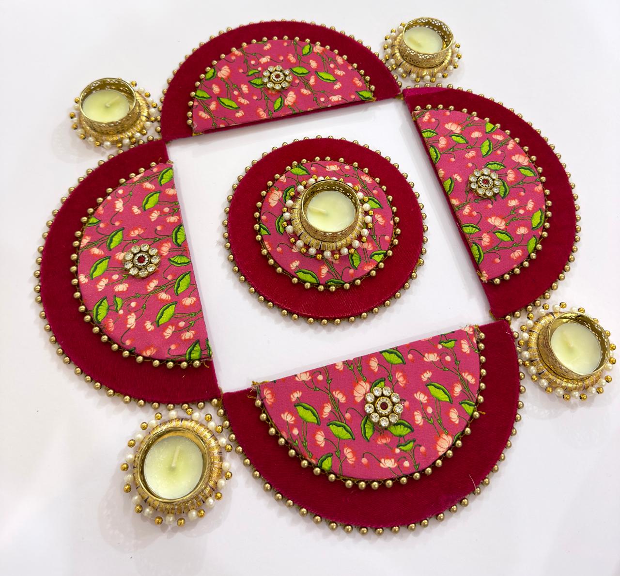 Luxury Lotus Motif Tealight Rangoli Set