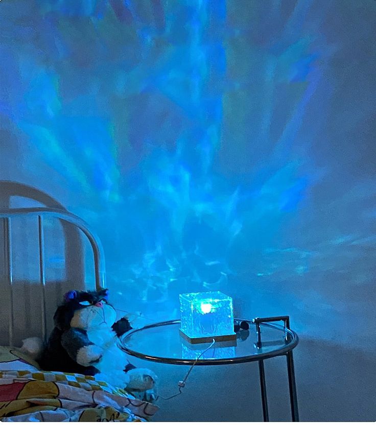 Dynamic Rotating Water Ripple Night Light, Color Changing Crystal Lamp with Remote