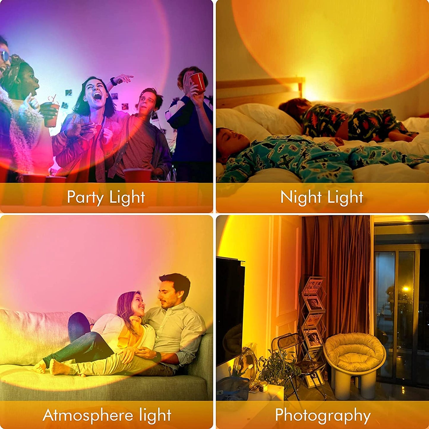 "Sunset Projection Lamp – Romantic 16-Color LED Night Light with 180° RotationUSB Modern Floor Stand For Living Room and Bedroom