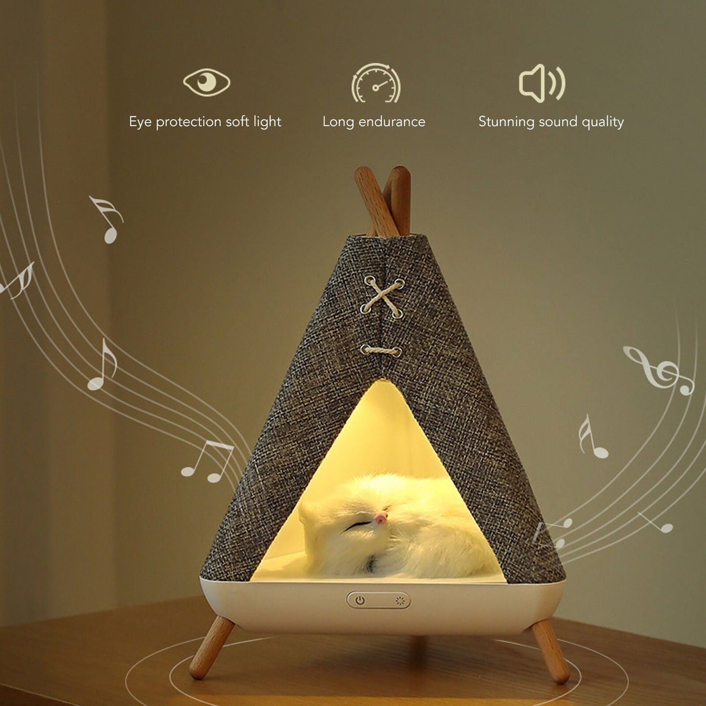 Cute Cat House in Tent Shape Lamp Night Light with Wireless Bluetooth Speaker for Bedroom, Home, office, Party, Room décor, Valentine, Birthday Gifts etc.