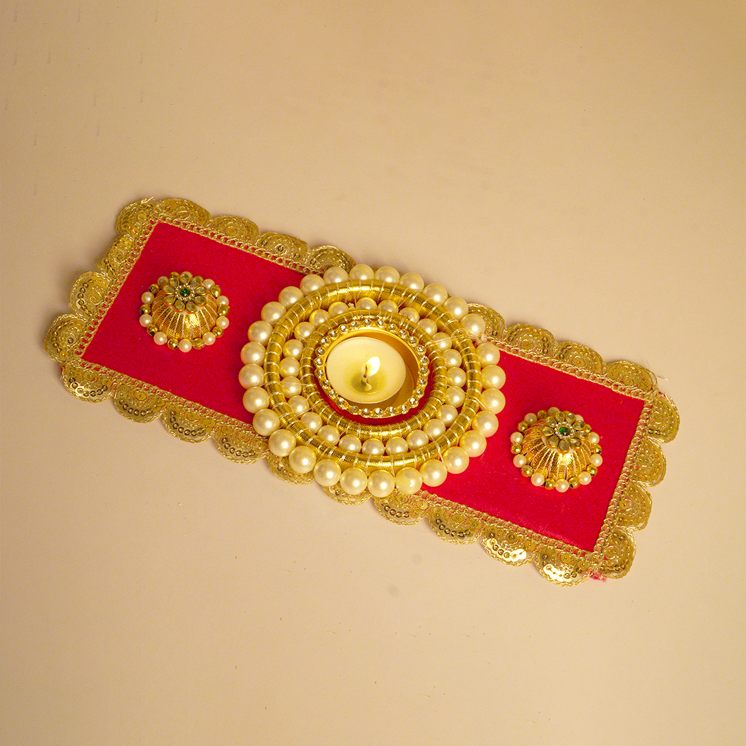 Royal Pearl & Sequin Single Tealight Holder