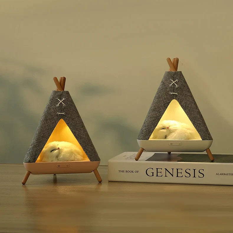 Cute Cat House in Tent Shape Lamp Night Light with Wireless Bluetooth Speaker for Bedroom, Home, office, Party, Room décor, Valentine, Birthday Gifts etc.