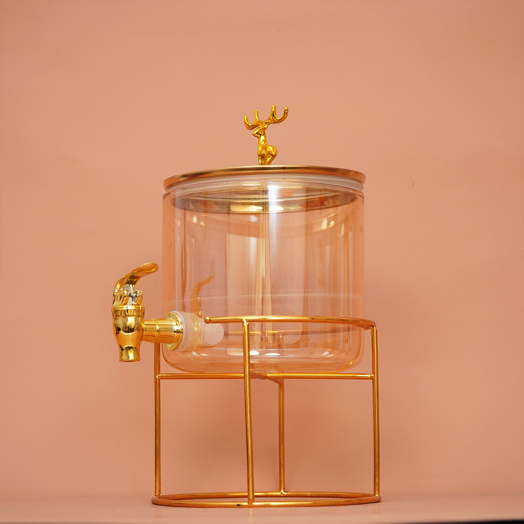 Reindeer Crown Glass Beverage Dispenser