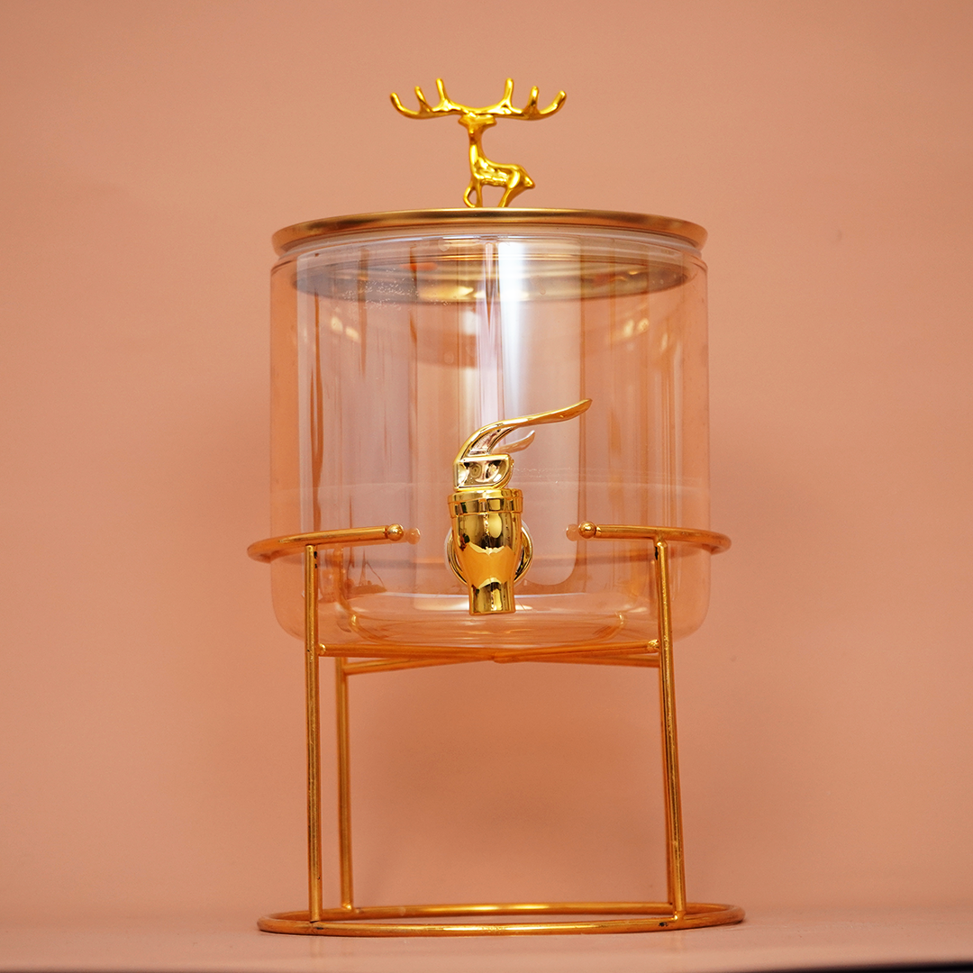 Reindeer Crown Glass Beverage Dispenser