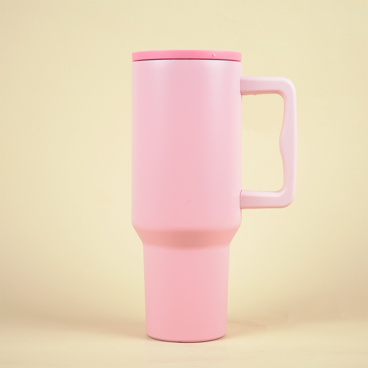 Blush Dark Pink Lid Premium Insulated Tumbler with Handle & Straw