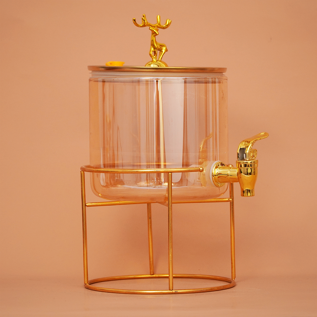 Reindeer Crown Glass Beverage Dispenser