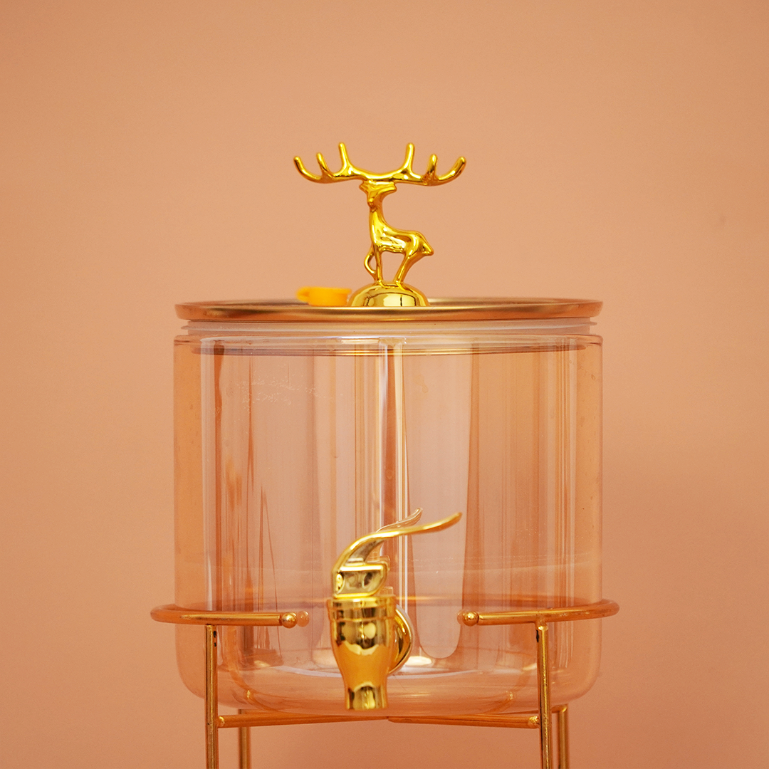 Reindeer Crown Glass Beverage Dispenser