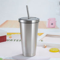 Double Wall Vacuum Insulated Tumbler with Steel Straw and Lid