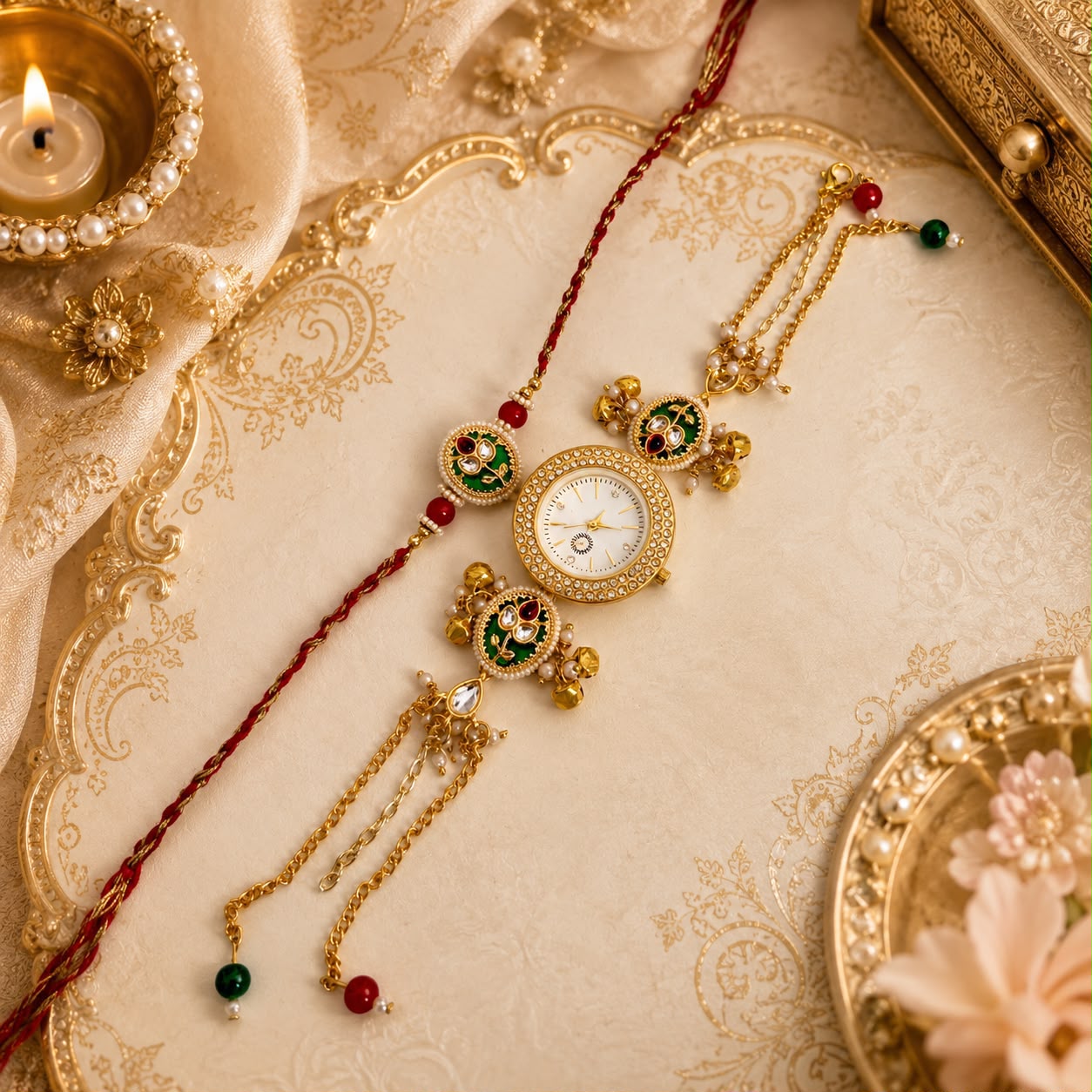 Rakhi for Brother | Premium Designer Rakhi with Elegant Bracelet Watch