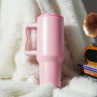 Blush Dark Pink Lid Premium Insulated Tumbler with Handle & Straw