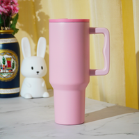Blush Dark Pink Lid Premium Insulated Tumbler with Handle & Straw