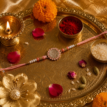 Premium Crystal & Beaded Rakhi | Handcrafted Adjustable Thread