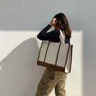 Casual Luxe: Two-Compartment Canvas Handbag