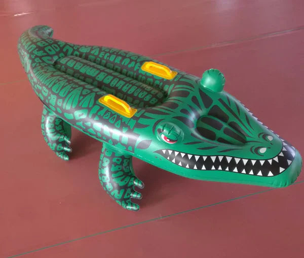 Inflatable Crocodile Pool Float Ride-on Crocodile-shaped Floating Bed With Handle Great For Pool Party.