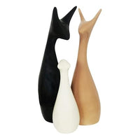 Deer Family Set of 3 bwg Ceramic Figurine showpiece Artifact Abstract Animal Statue for Indoor, Home, Office Decor, (D - 7 X H - 27 cm), (Black, White, Ginger)