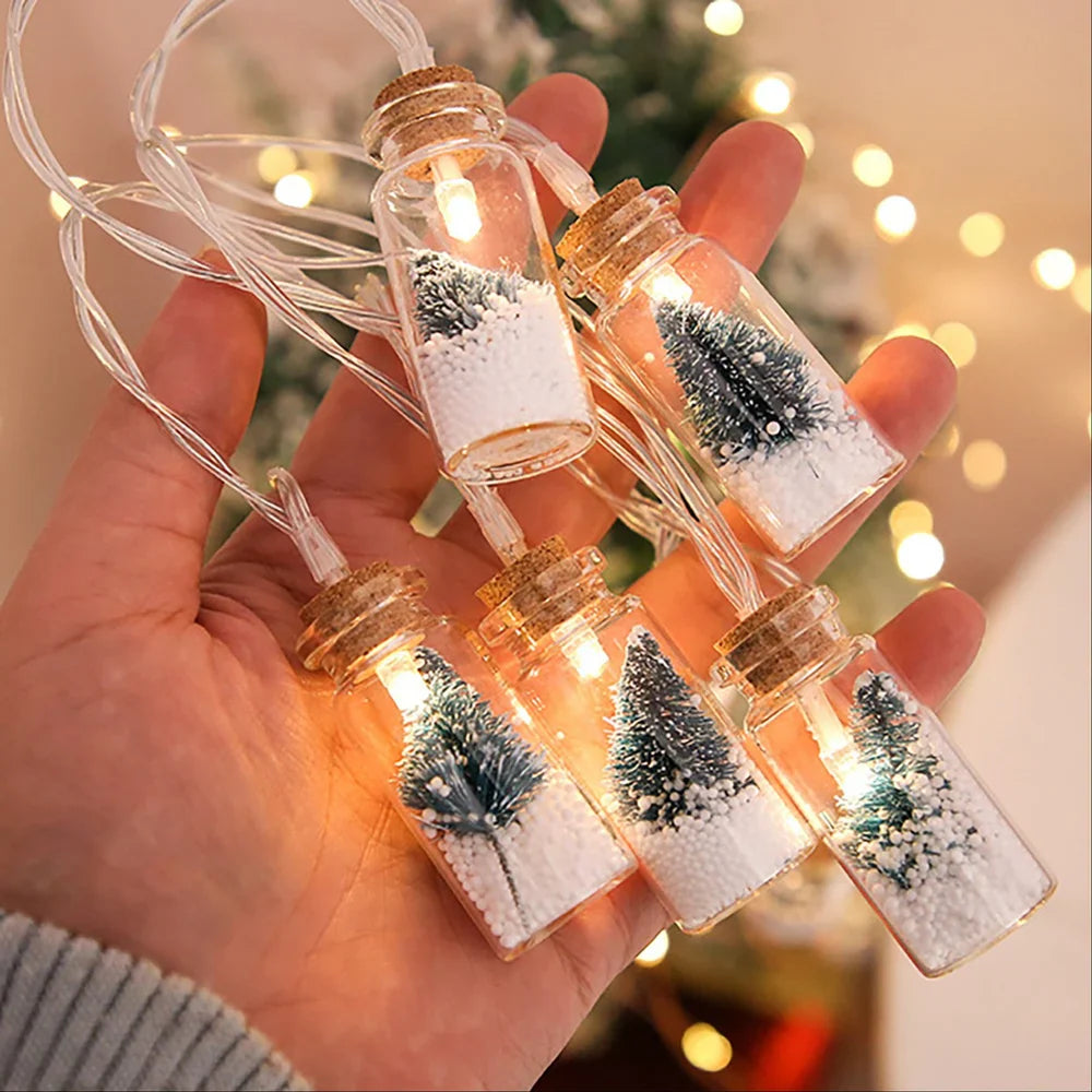 Christmas Tree Light Glass Bottle Pedant for Christmas New Year DIY Table Indoor Outdoor Decoration