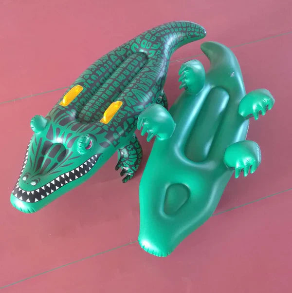 Inflatable Crocodile Pool Float Ride-on Crocodile-shaped Floating Bed With Handle Great For Pool Party.