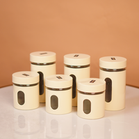 Window Metal Jacketed Glass Jars Set of 3 - Glass Containers for Kitchen Storage with Transparent See