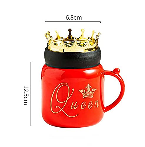 King & Queen Crown Lid Couples Coffee Mug With Phone Holder Ceramic Material Coffee Tea Mug Black & Red (400 ml) Gifts for Couples, Birthday Gifts For Your partner.