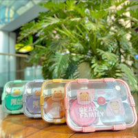 Personalized Stainless Steel Bear Family Bento Lunch Box (3 Grid) With Bowl for Kids