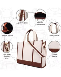 Casual Luxe: Two-Compartment Canvas Handbag