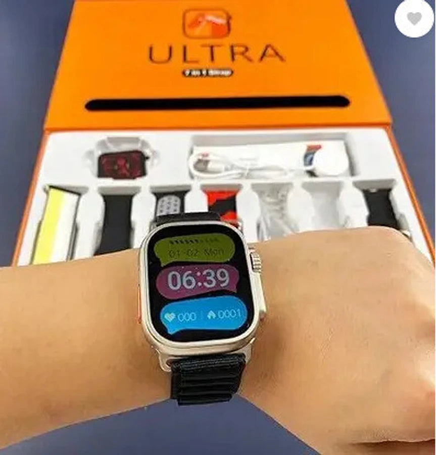 Ultra 7-in-1 Smart Watch Combo | 6 Premium Straps, Wireless Charger & HD Display