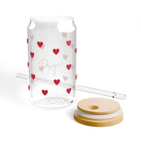Personalized Heart glass jar Coffee tumbler