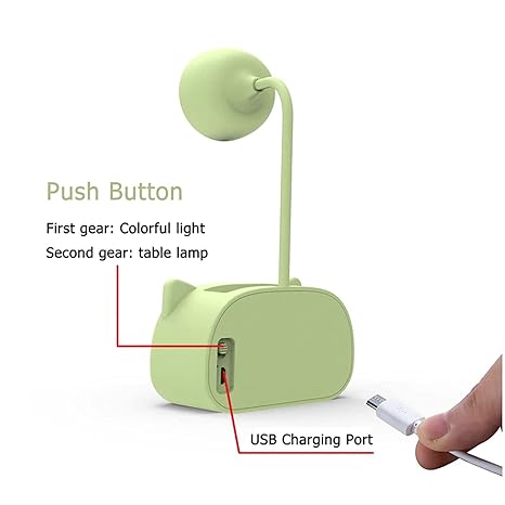 Cute Cartoon LED Reading Light Pen Holder